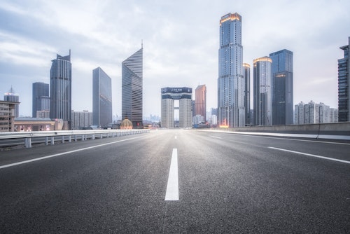 Empty motorway in Shanghai