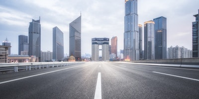Empty motorway in Shanghai