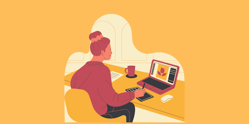 A woman freelancing from home