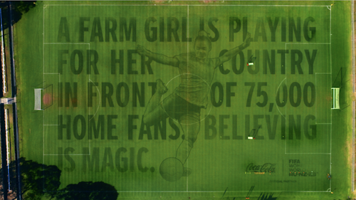 A farm girl is playing for her country in front of 75,000 home fans.