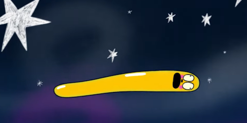yellow worm in space