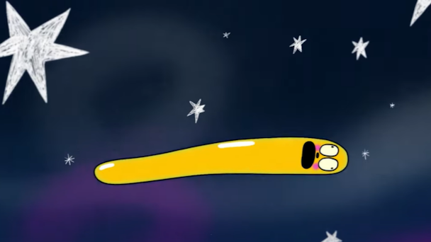yellow worm in space