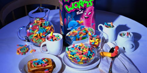 a box of candy worms that looks like cereal a box of candy worms that looks like cereal