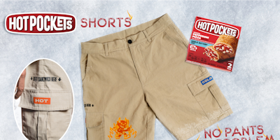 hot pockets branded shorts