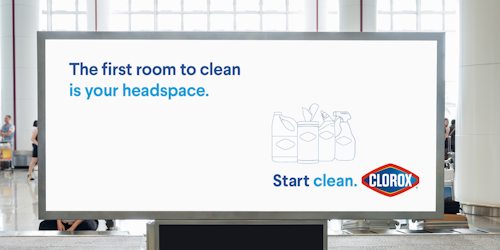 clorox billboard that says "the first room to clean is your headspace"