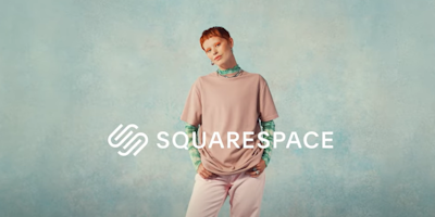 a woman poses for a squarespace ad