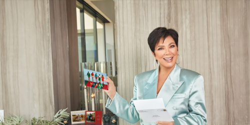 kris jenner poses with shutterfly card