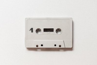 White cassette tape on white background
