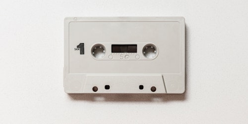 White cassette tape on white background