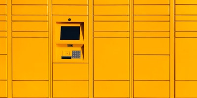 Yellow Amazon self-service locker