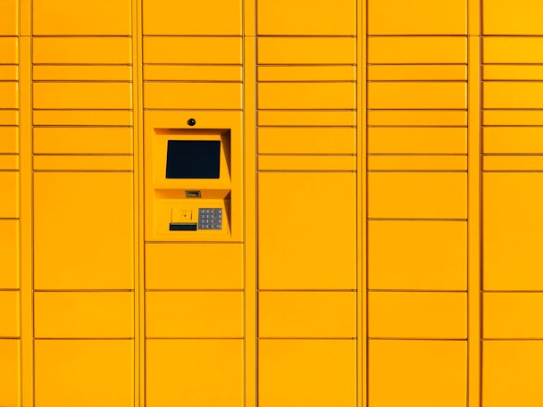 Yellow Amazon self-service locker
