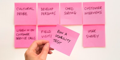'Run usability test' written on pink post-it note 