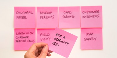 'Run usability test' written on pink post-it note 