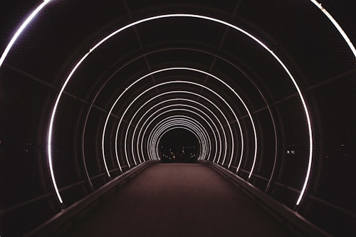 Lit up tunnel in Copenhagen