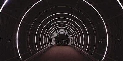 Lit up tunnel in Copenhagen