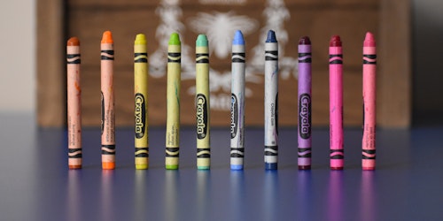 Crayons stood up in a line
