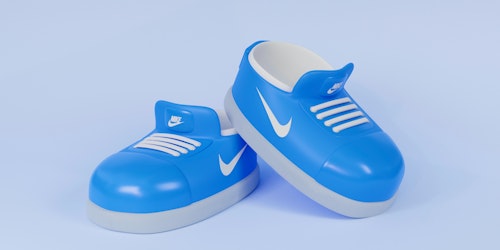 3D render of blue nike sneakers