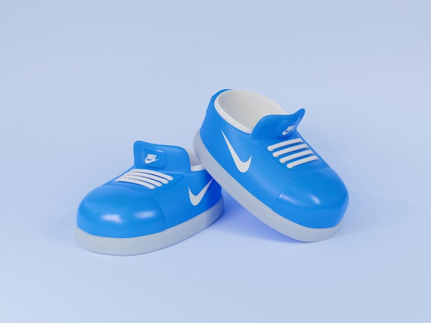 3D render of blue nike sneakers