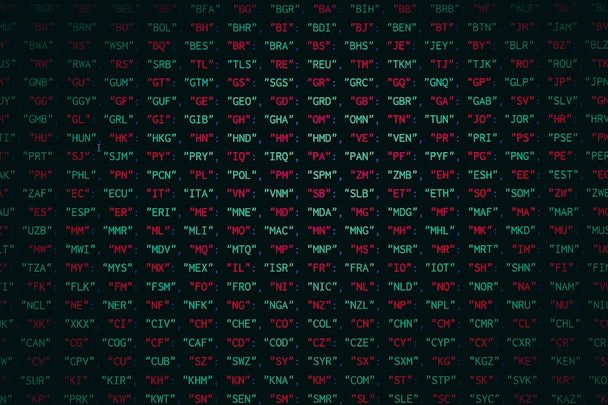 Randomized red and green letters on black screen