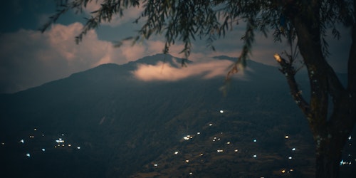 Valley at night in the Himalaya mountains