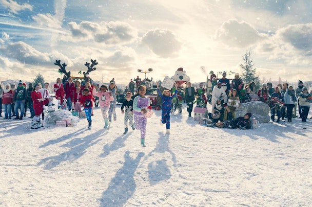 asda christmas ad still showing people running down snowy mountain