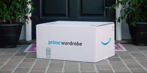 STILL OF AMAZON PRIME WARDROBE DELIVERY BOX ON DOORSTEP STILL OF AMAZON PRIME WARDROBE DELIVERY BOX ON DOORSTEP