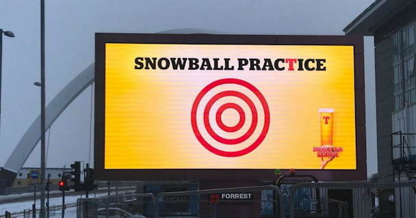 Tennent's snowball target billboard