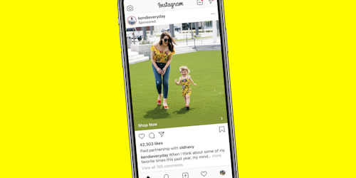 INSTAGRAM INFLUENCER POST ON A YELLOW BACKGROUND