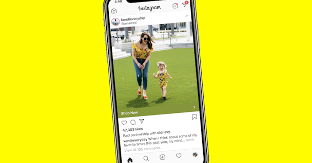 INSTAGRAM INFLUENCER POST ON A YELLOW BACKGROUND