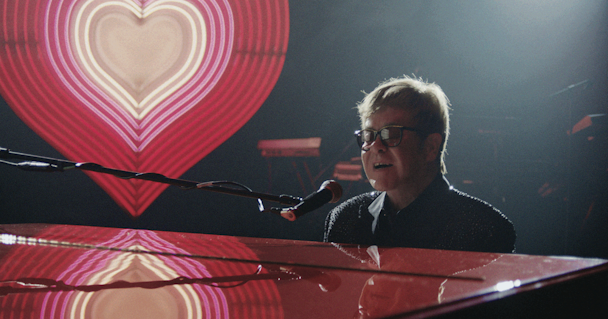 Still of Elton playing piano in John Lewis Christmas ad 2018