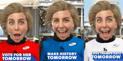Hillary Clinton makes history as she gets her own Snapchat Lens ahead of polling day