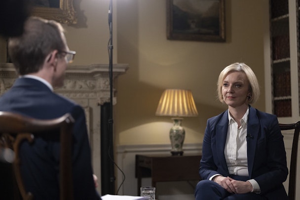 Prime Minister Liz Truss gives a an Interview to BBC's Chris Mason in 10 Downing Street