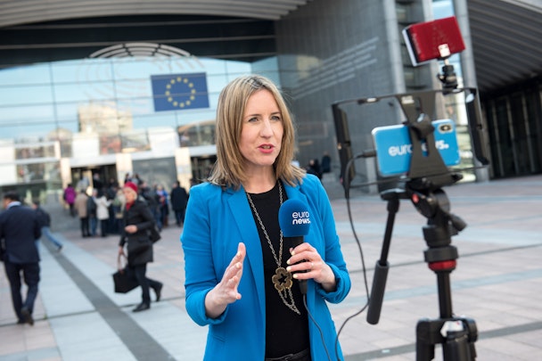 Brussels correspondent Meabh McMahon reporting at the European parliament