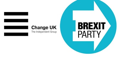 Change UK and Brexit Party logos