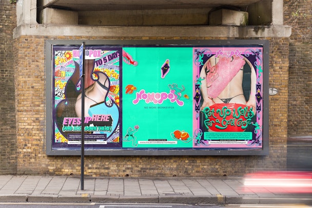 The NoMoPox campaign on a billboard