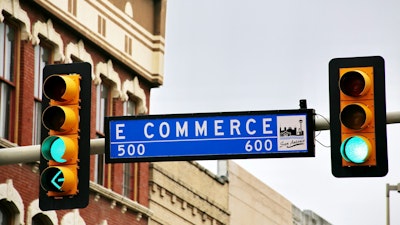 A street sign that reads, improbably, 'E-commerce'