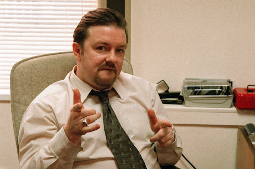 Ricky Gervais in the Office, many people's first exposure to British piss-taking