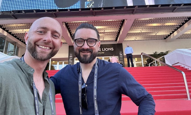 Benjamin Fishlock of Global Street Art and System1's Andrew Tindall at Cannes Lions