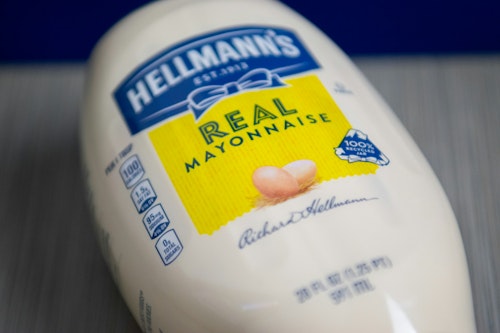 A bottle of Hellmann's mayonnaise