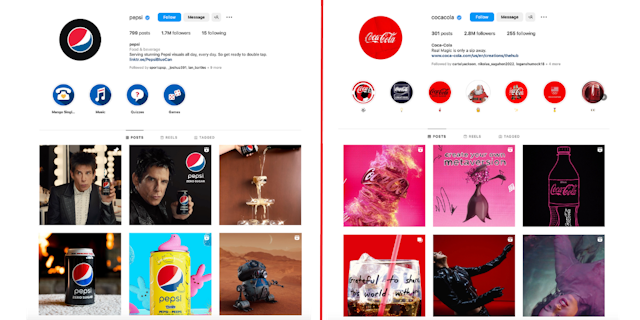 Pepsico and Coca Cola Instagram