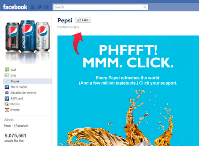 Pepsi Facebook page
