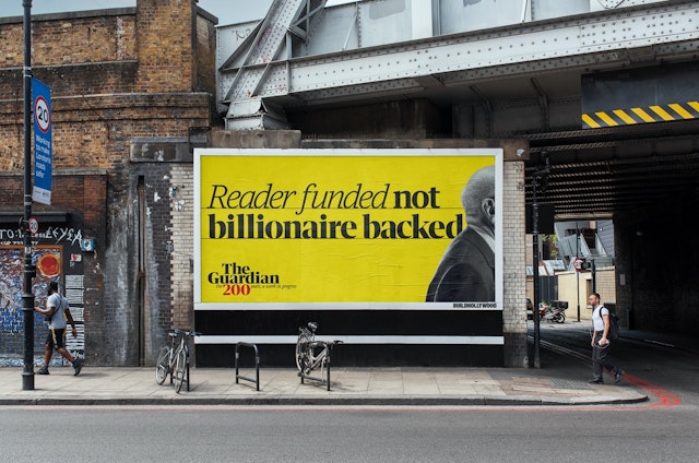 Billboard showing a campaign for The Guardian