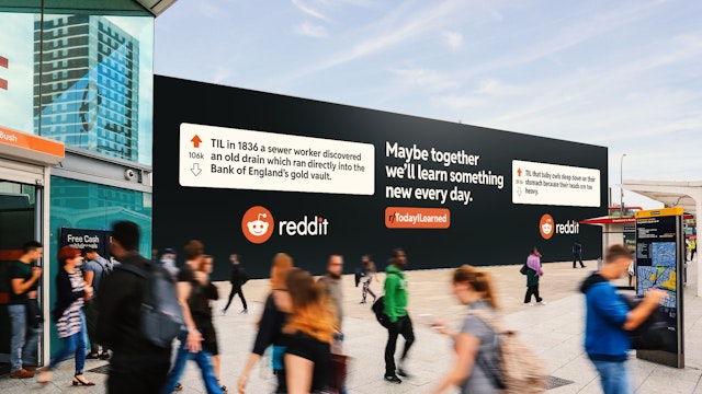 Reddit marketing campaign billboard at Westfield Shopping Centre