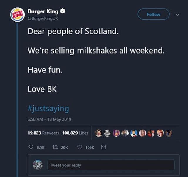 Burger King encourages milkshake throwing