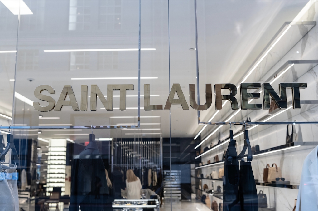 Saint Laurent logo instore Saint Laurent logo instore