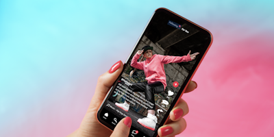 TikTok interface on mobile phone showing shared video content
