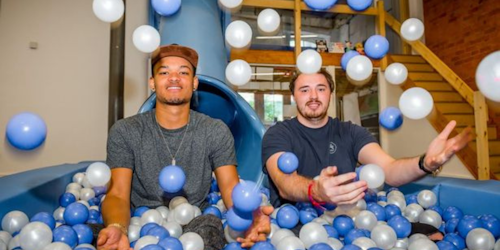 Image of Steve and Dom in a ball pit