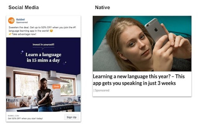 Comparison of social post and native advertising