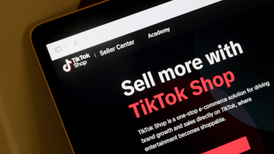 TikTok Shop seller portal interface on screen