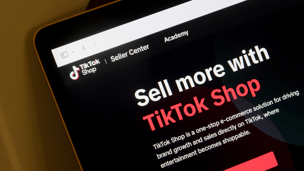 TikTok Shop seller portal interface on screen